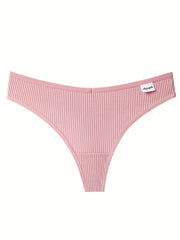 8pcs Seamless Ribbed Thongs Low Waist Panties Women's Lingerie