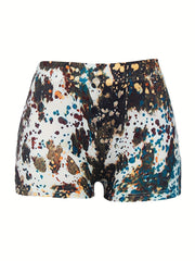 Plus Size Western Style Shorts Women's Plus Graphic & Art Letter & Leopard Print