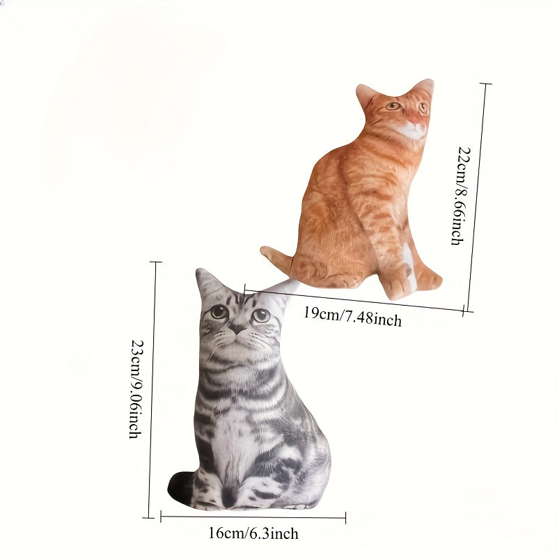 Quirky Cat Plush Toy Soft Polyester Striped Cat Plush Toy with Abstract Faces