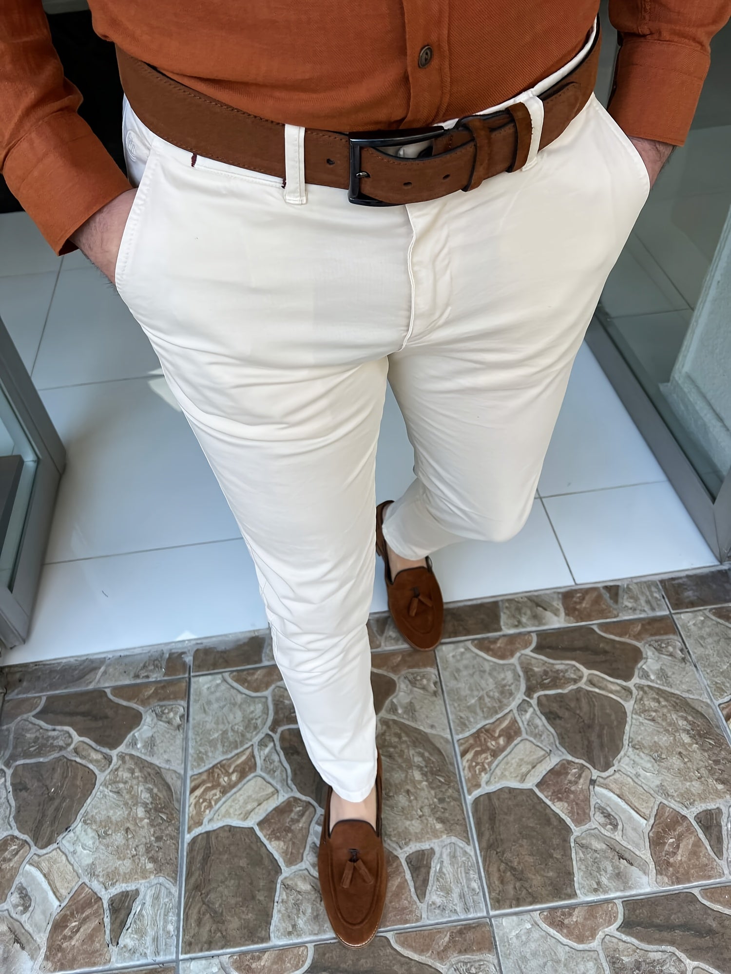 Vintage Style Stretch Dress Pants for Men