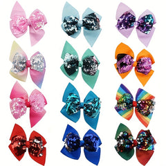 Girls Sequin Bow Hair Clip Party Performance Gift