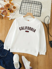 Girls California Print Crew Neck Sweatshirts Pullovers for Sports Casual Outfit