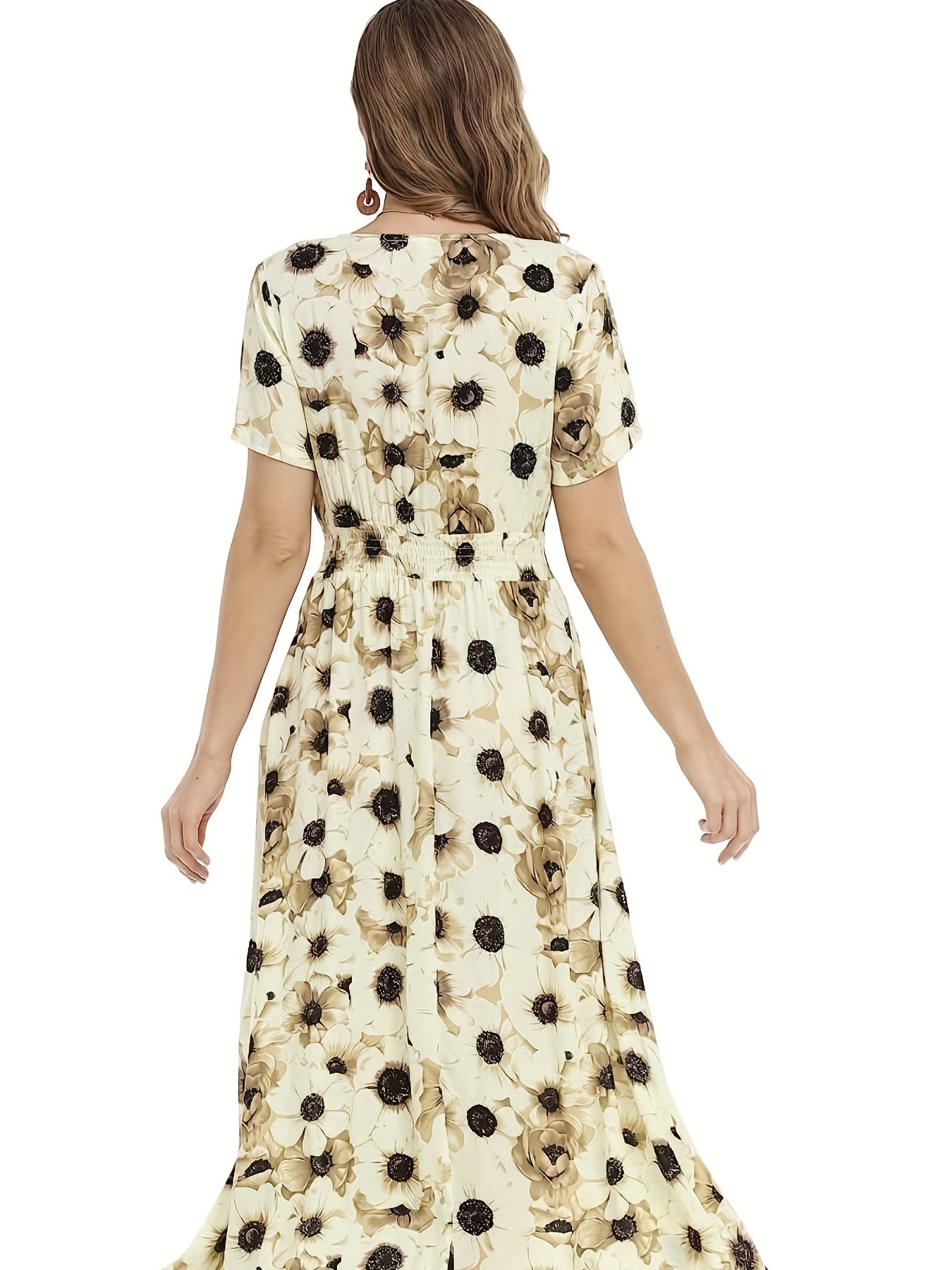 Floral Print V-Neck Maxi Dress