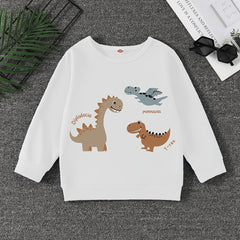 Dinosaur Print Boys Sweatshirt Long Sleeve Crew Neck Tops Kids Clothing