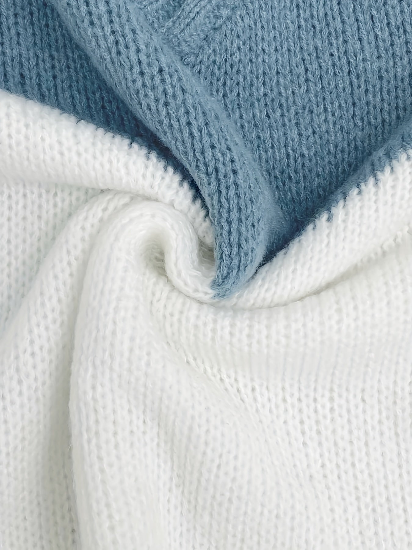 Block Knit Sweater V Neck Long Sleeve Women's Clothing