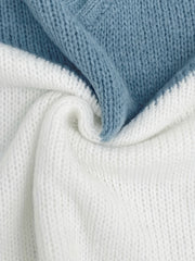 Block Knit Sweater V Neck Long Sleeve Women's Clothing