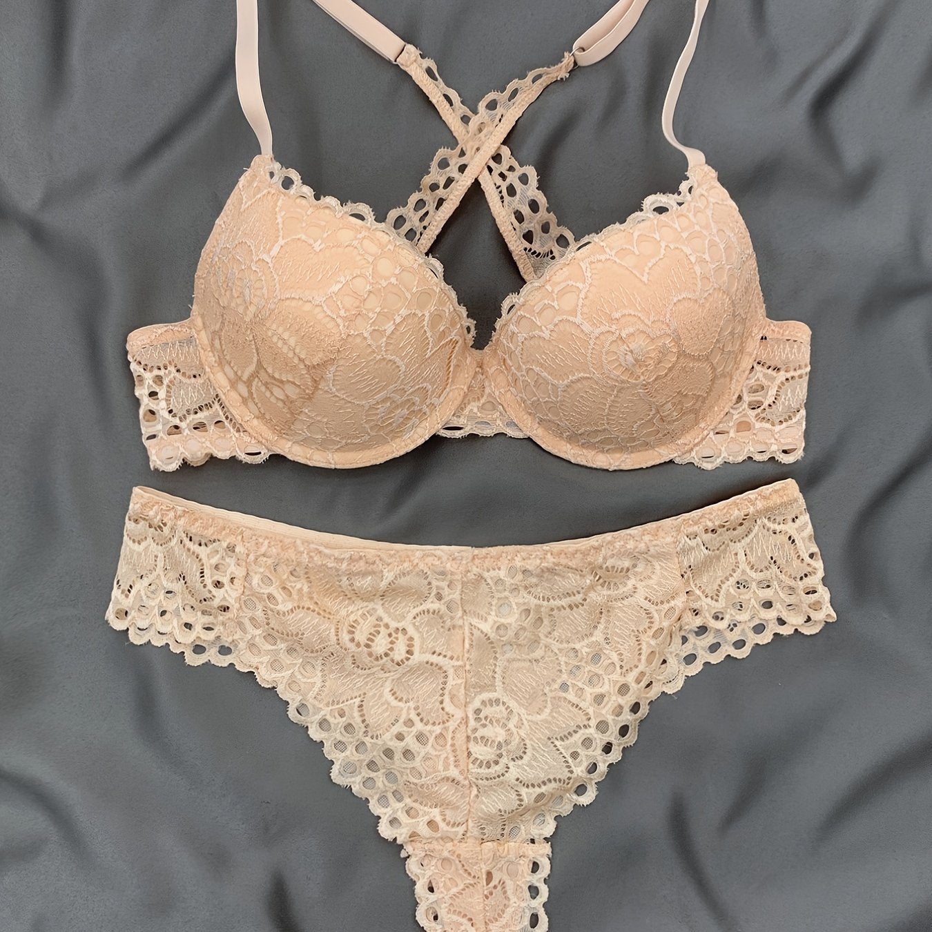 Cross Back Push Up Lingerie Set Micro Elastic Bra & Bikini Panty