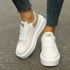 Colorblock Platform Sneakers Casual Lace Up Walking Shoes