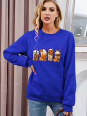 Pumpkin Drinking Print Halloween Sweatshirt