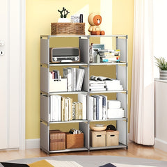 Double Grid 5-Layer Bookshelf Storage Rack Standing Desk Modern Storage