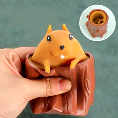 Squirrel Squeeze Toy & Pen Holder Sensory Fidget Toy Brown Material Ages 6+