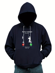 Men's Fishing Print Hoodie Stretch Hooded Sweatshirt Pullover Top