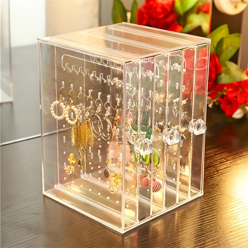 Transparent Jewelry Box Three drawer Earring Storage Box