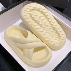 Cross Strap Slides Soft Sole Slip On Pillow Slides Comfortable Bathroom Shoes