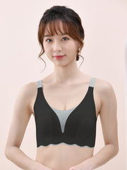Mesh Wireless Bra Seamless Scallop Trim