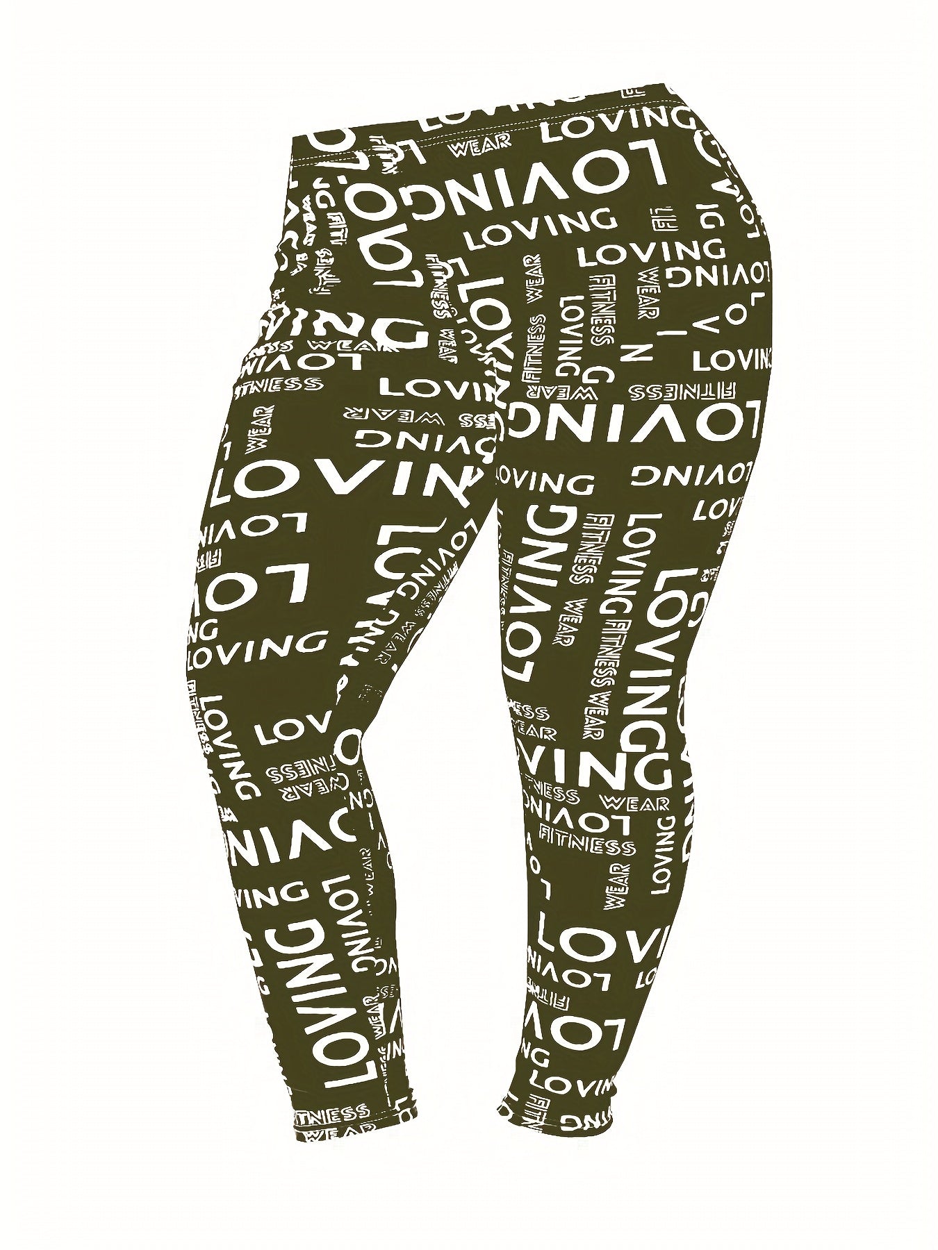 Women's Plus Letter Print High Stretch Leggings
