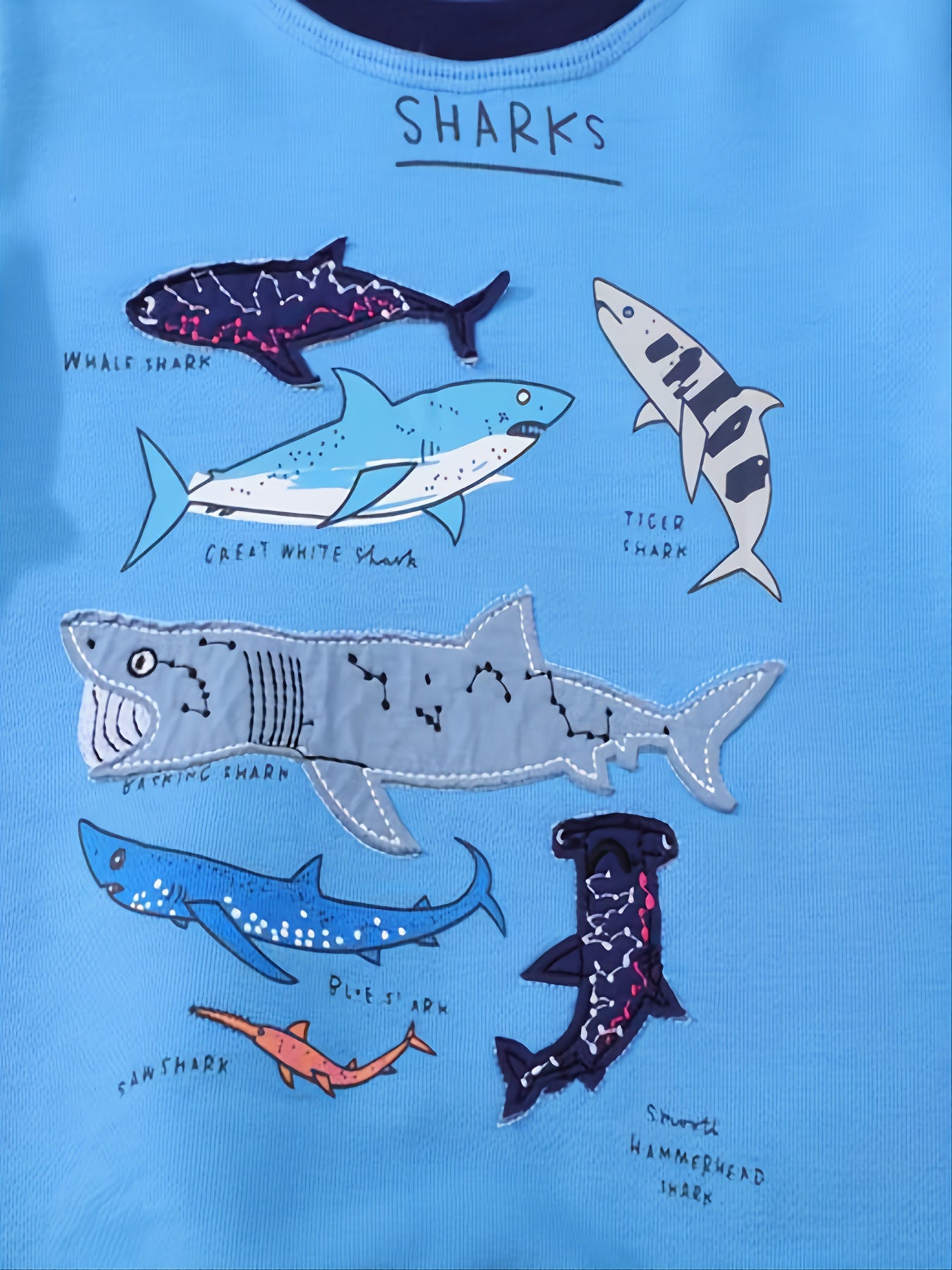 Kids Shark Printed Long Sleeve Round Neck Sweatshirt