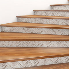 6pcs Wood Grain Stair Stickers Self-adhesive Wallpaper Home Decor Waterproof