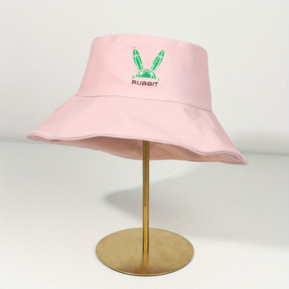 Easter Rabbit Embroidery Bucket Hat Wide Brim Candy Sun Hat Bunny Sunscreen Basi