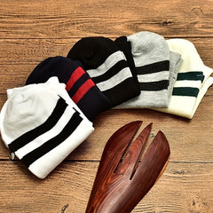 Men's Solid Striped Liner Anklets Socks Breathable Soft Sweat Absorbent