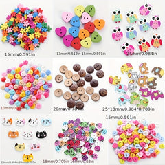 Wooden Mixed Two Eye Cartoon Images Button Children's Clothing Dress