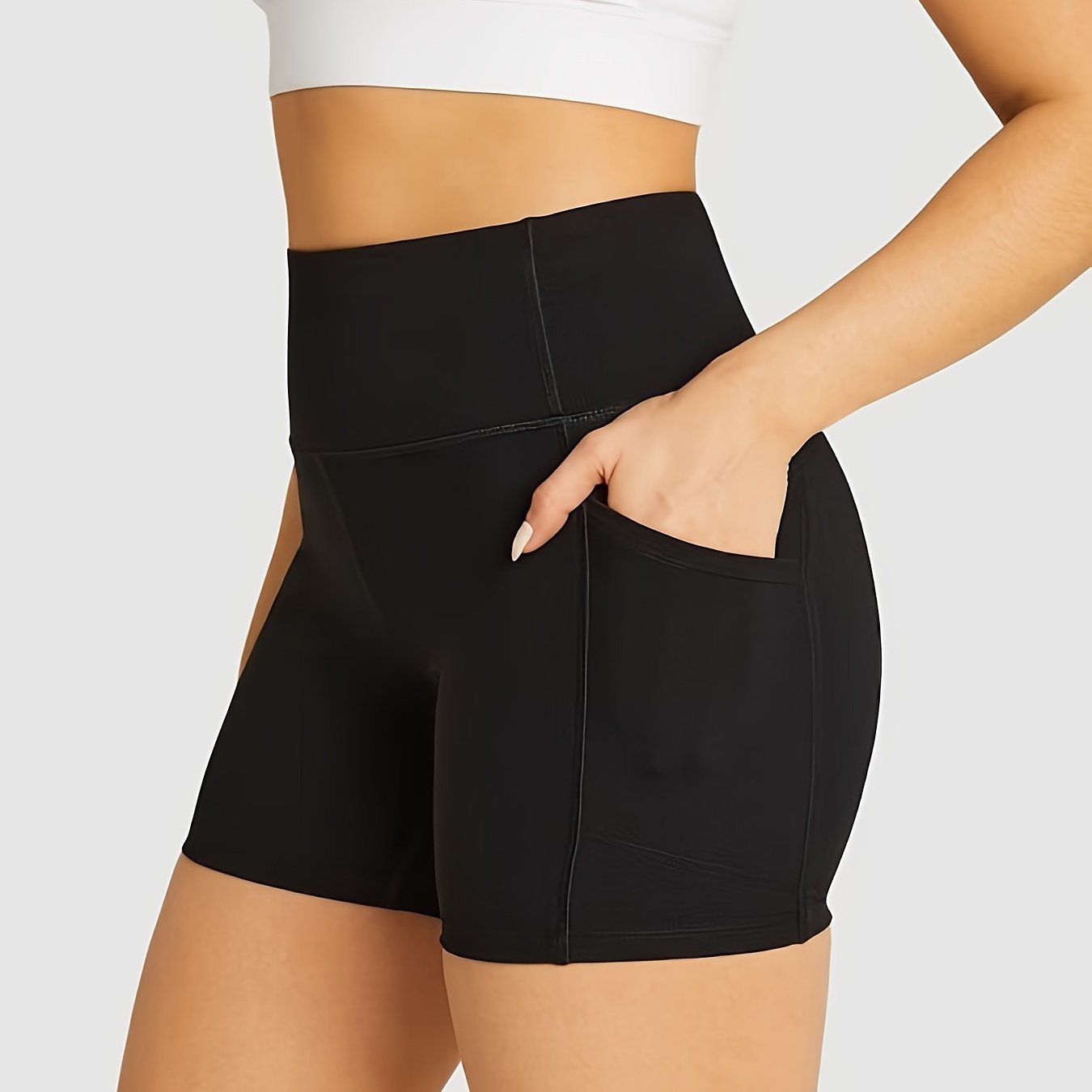 Yoga Shorts with Pocket High Stretch Fitness Running Shorts