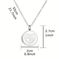 Stainless Steel Memorial Urn Paw Pattern Pendant Necklace