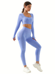 Yoga Set Crop Top & Leggings Suit Women's Activewear