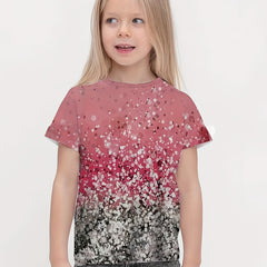 Sequin Graphic 3d Print Short Sleeve T shirt for Girls