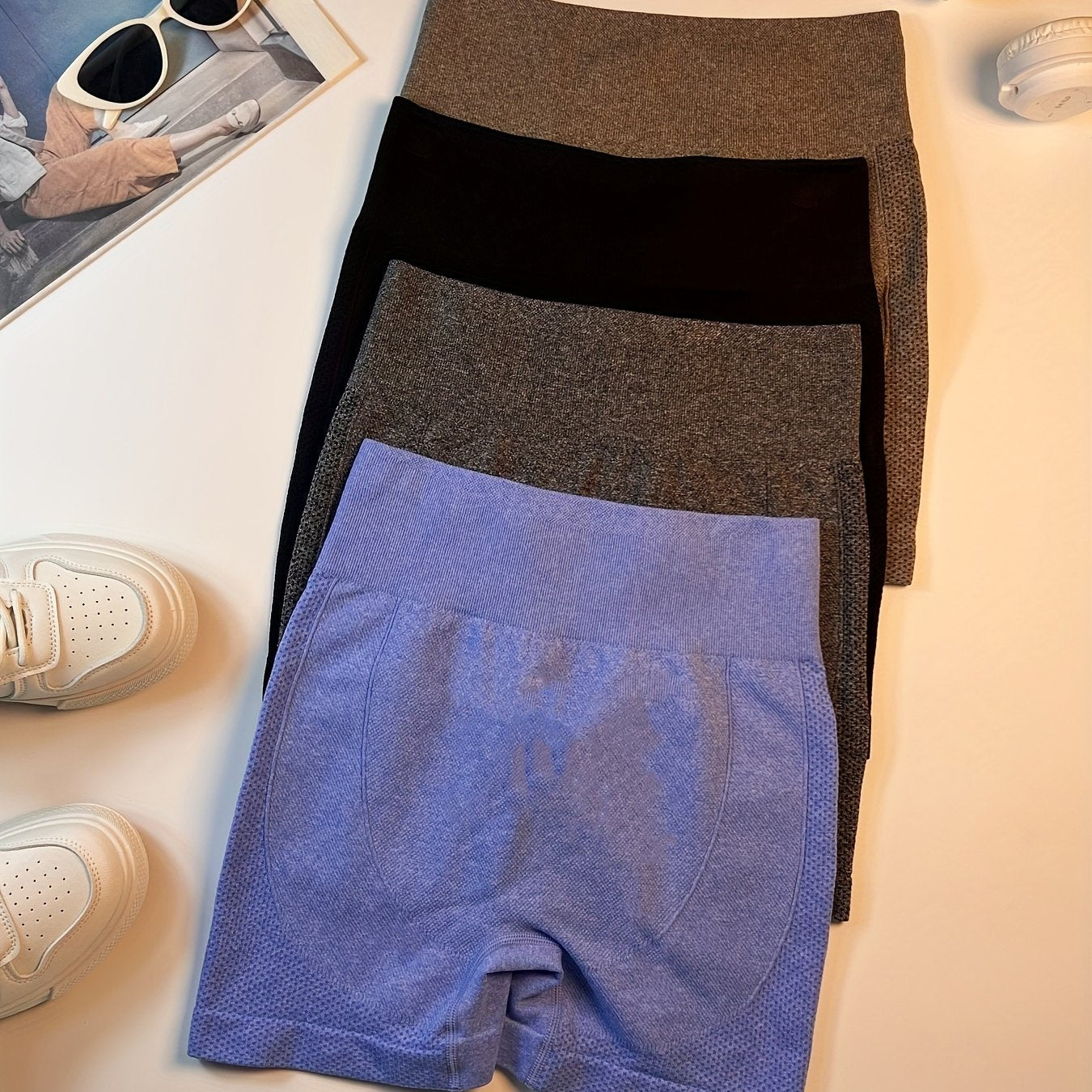 4pcs Seamless High Stretch Yoga Shorts for Women