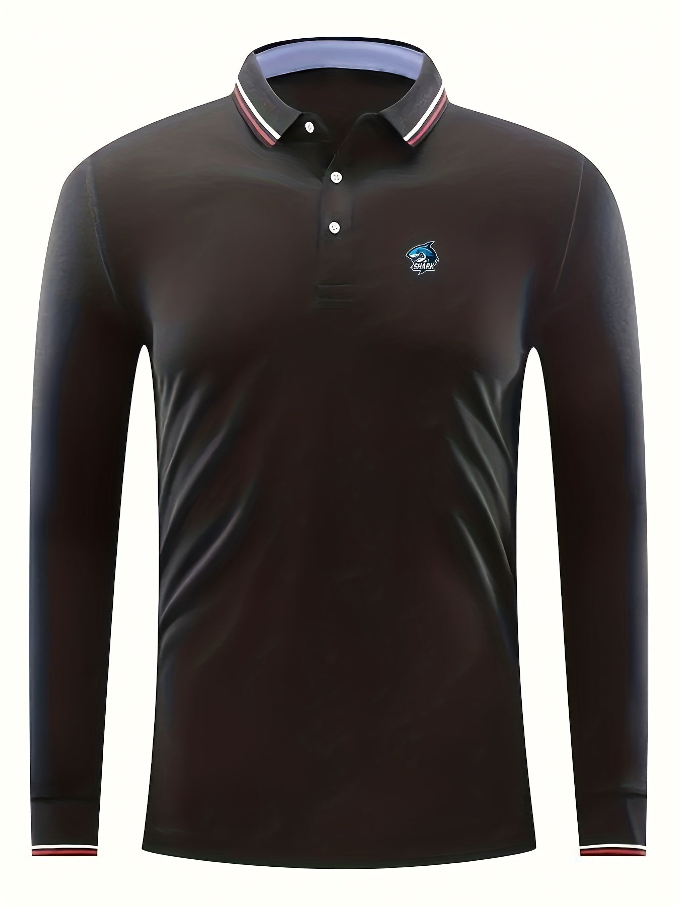 Men's Vintage Shark Print Polo Shirt Casual Slightly Stretch