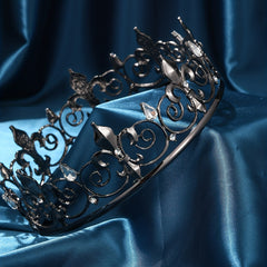 Baroque Dark Rhinestone Crown Bride Wedding Accessory