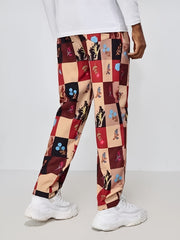 Men's Plaid Casual Pants Straight Leg Trousers
