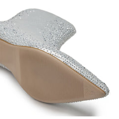 Women's Rhinestone Short Boots Point Toe Chunky Heel Dress Boots