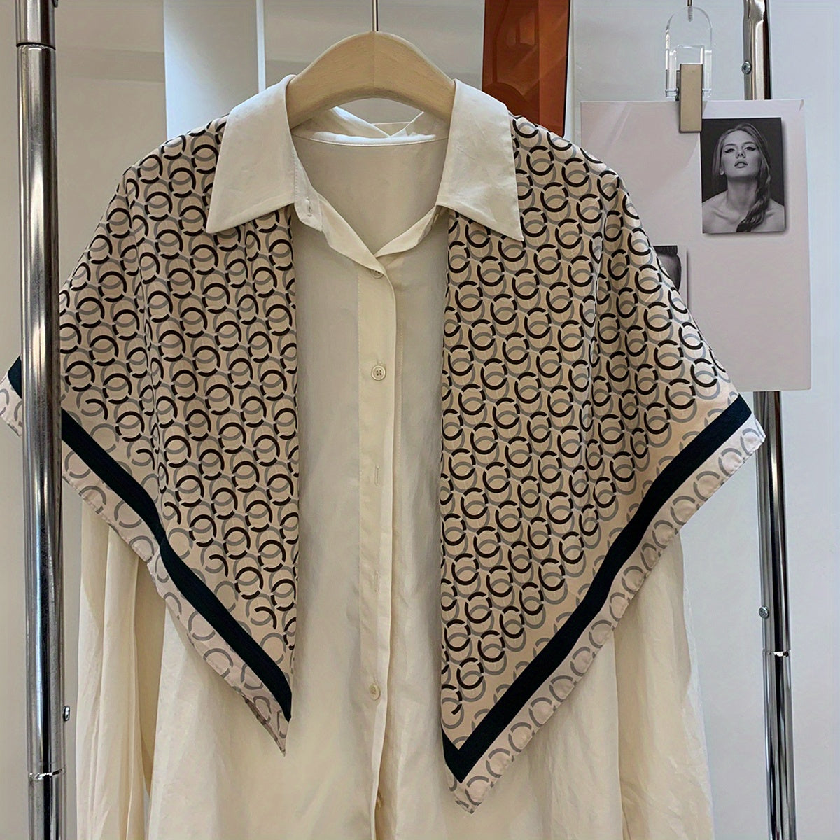 Twill Silk Square Scarf Circles Print Shawl