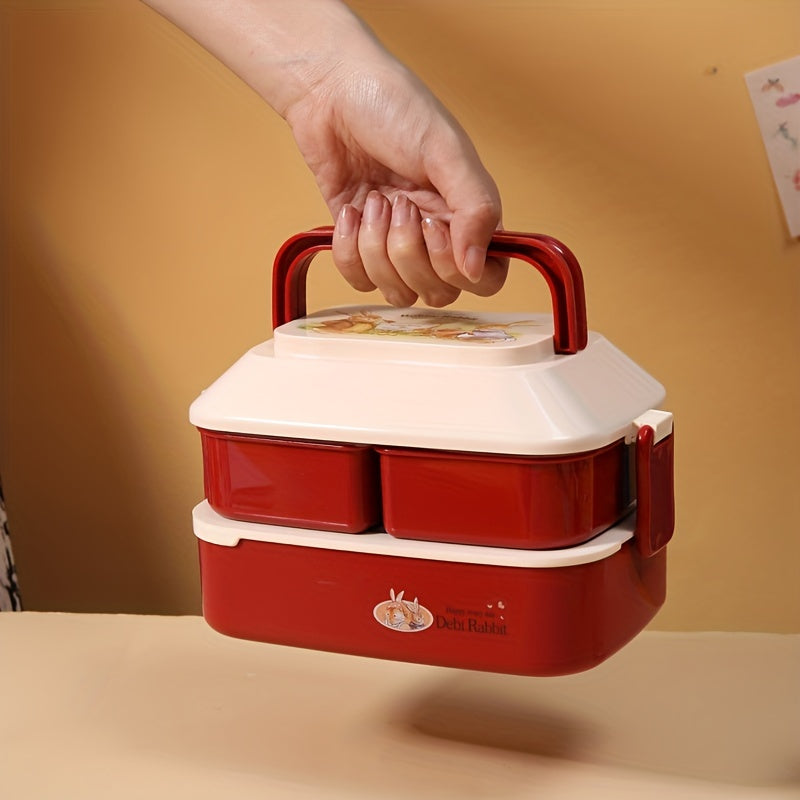 950ML Double Layer Portable Lunch Box Microwave Safe Leakproof Food Container