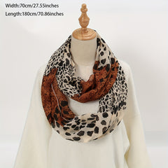 Leopard Block Scarf Women Warm Neckerchief Stylish Vintage Chiffon