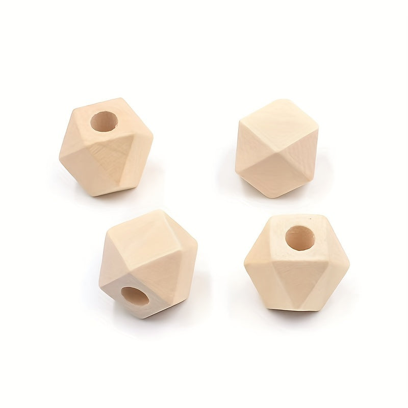 10pcs 14mm Polygonal Lotus Wood Beads for DIY Jewelry Making