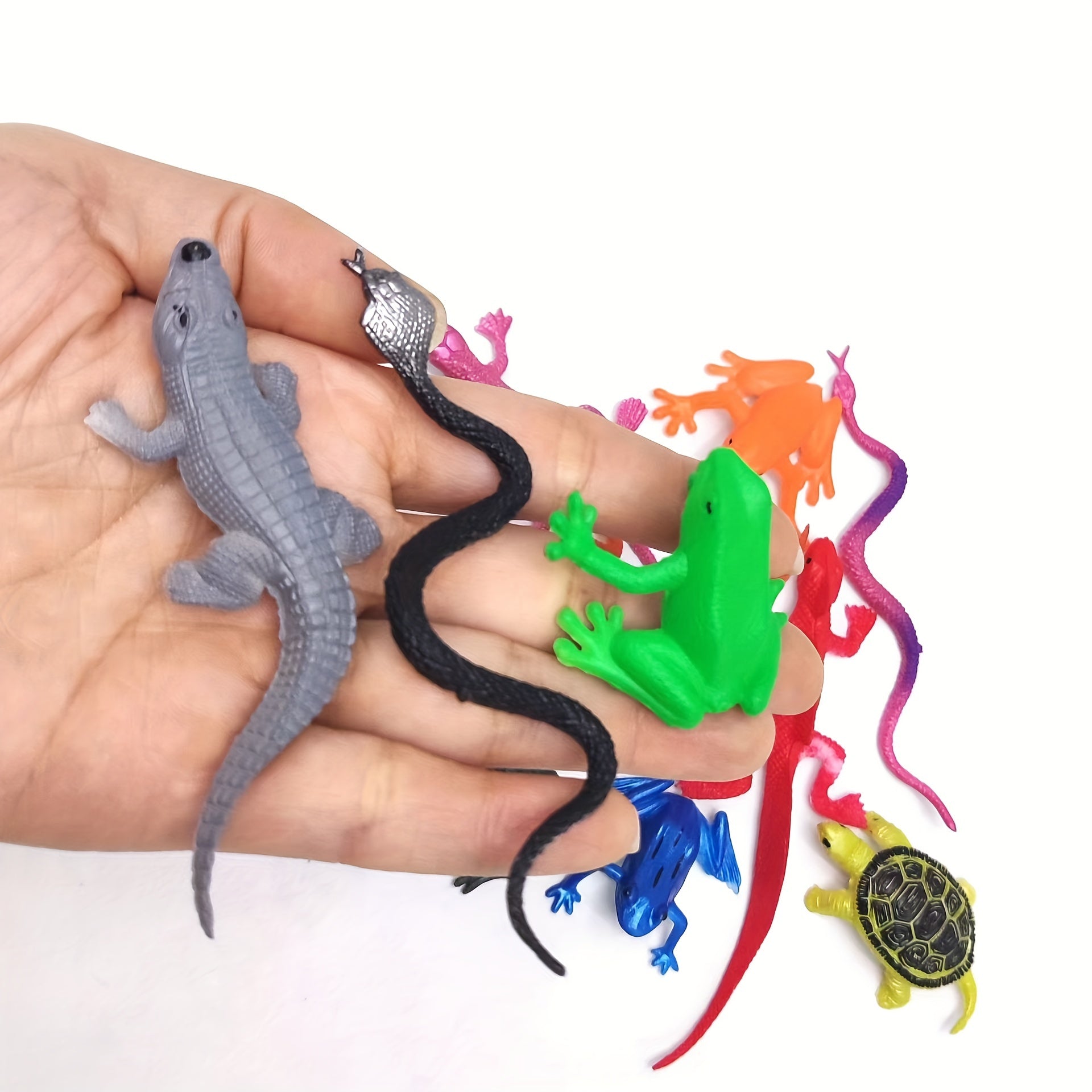 12pcs Mini Reptile Dolls Wild Vinyl Animal Model Set