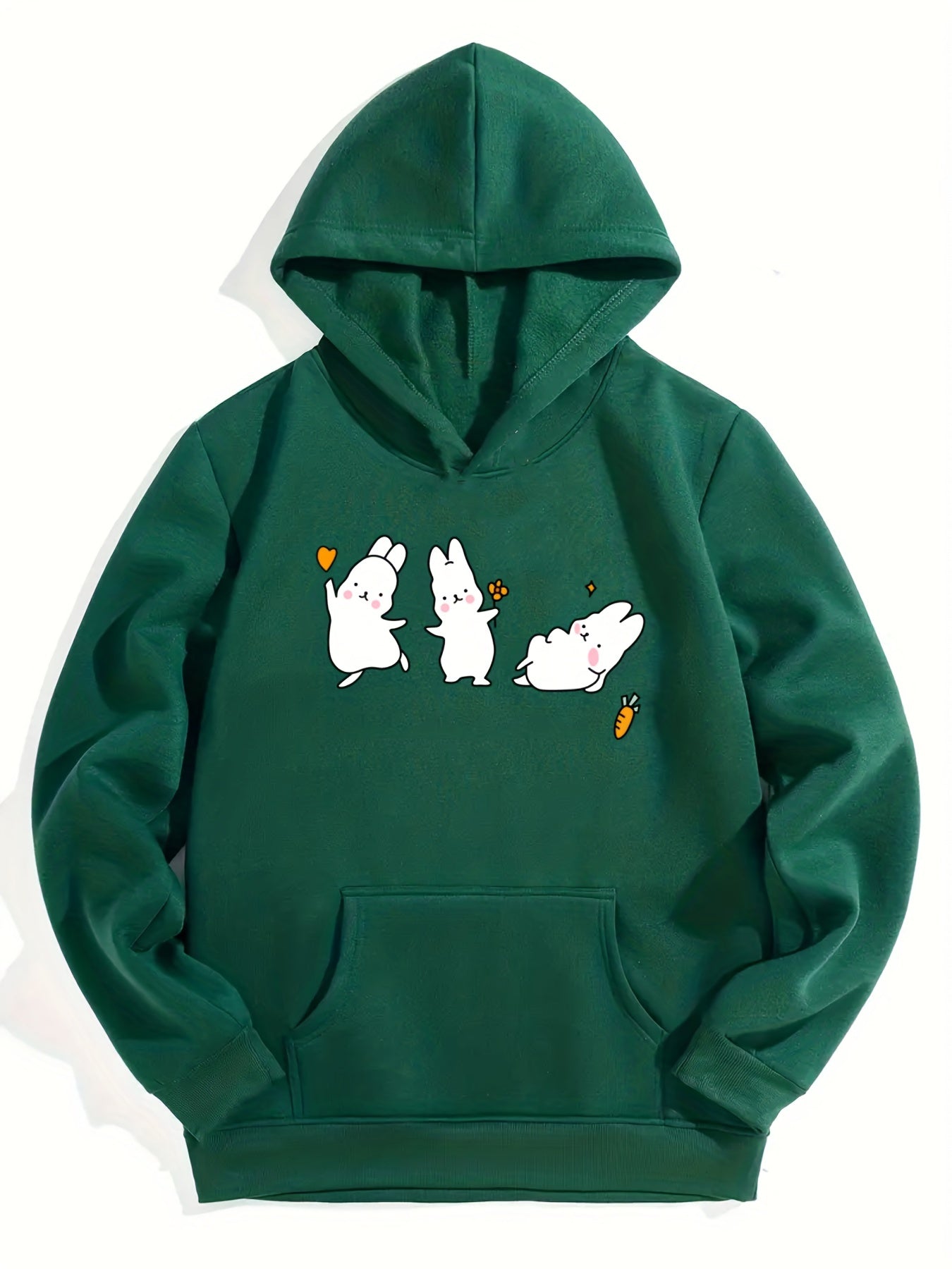 Girls Baby Rabbits Print Hooded Sweatshirt Top