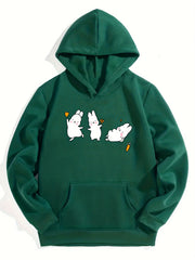 Girls Baby Rabbits Print Hooded Sweatshirt Top
