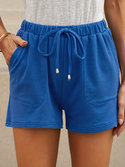 Solid Drawstring Shorts Elastic Waist Shorts Women's Clothing