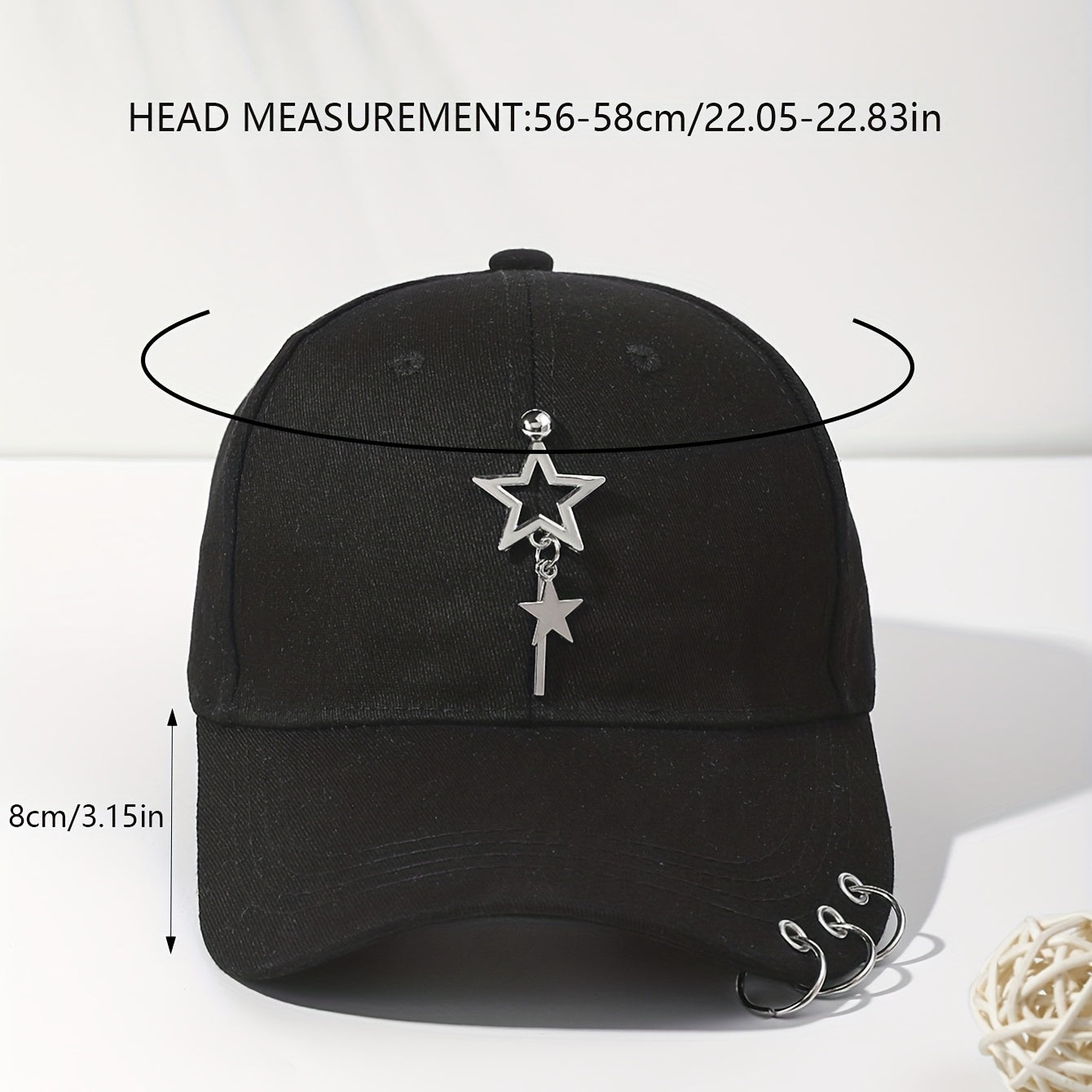Pentagram Ring Rivet Baseball Cap Hip Hop Sun Hat Unisex Couple Dad Hats