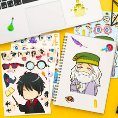 6pcs Make A Face DIY Puzzle Stickers Graffiti Puzzle Cartoon Stickers