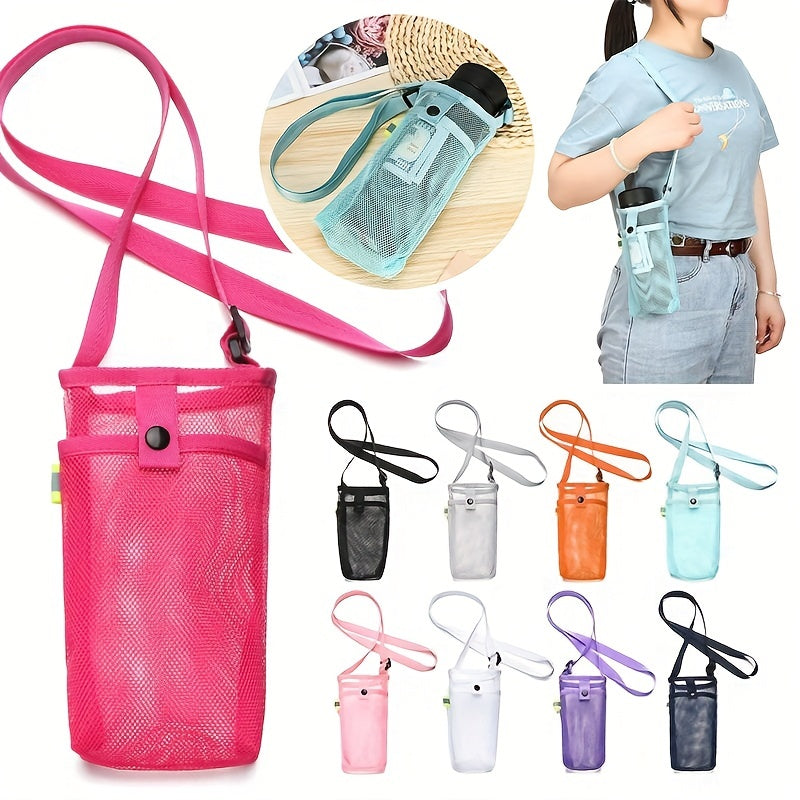 Sport Water Bottle Mesh Cup Sleeve with Strap