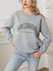 LA Letter Print Sweatshirt Crew Neck for Women