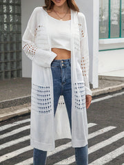 Eyelet Embroidered Long Sleeve Open Front Cardigan
