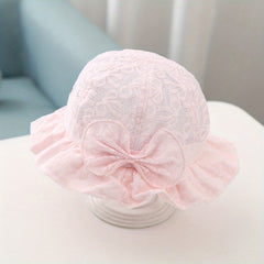 Baby Girls Lace Bow Sun Hat Breathable Princess Cap Outdoor Summer