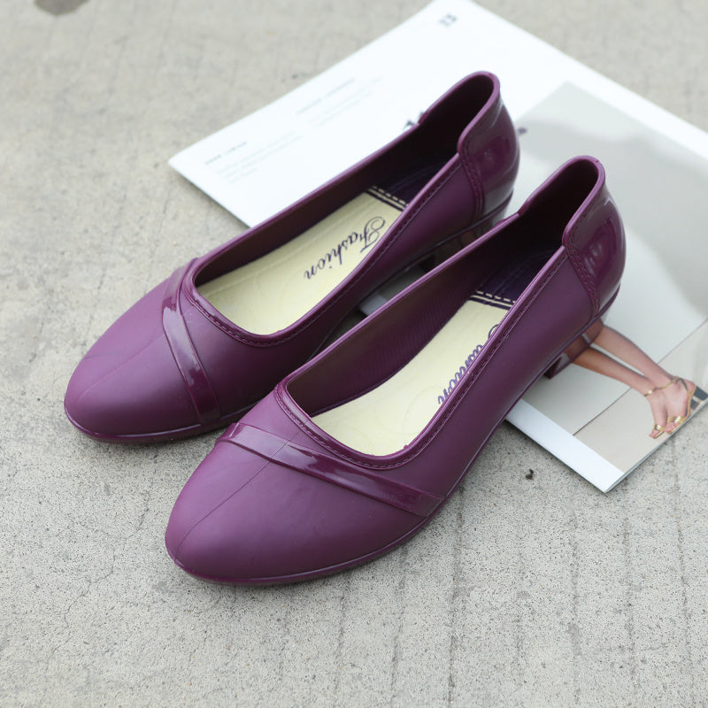 Women's Low Block Heel Shoes Waterproof Work Shoes