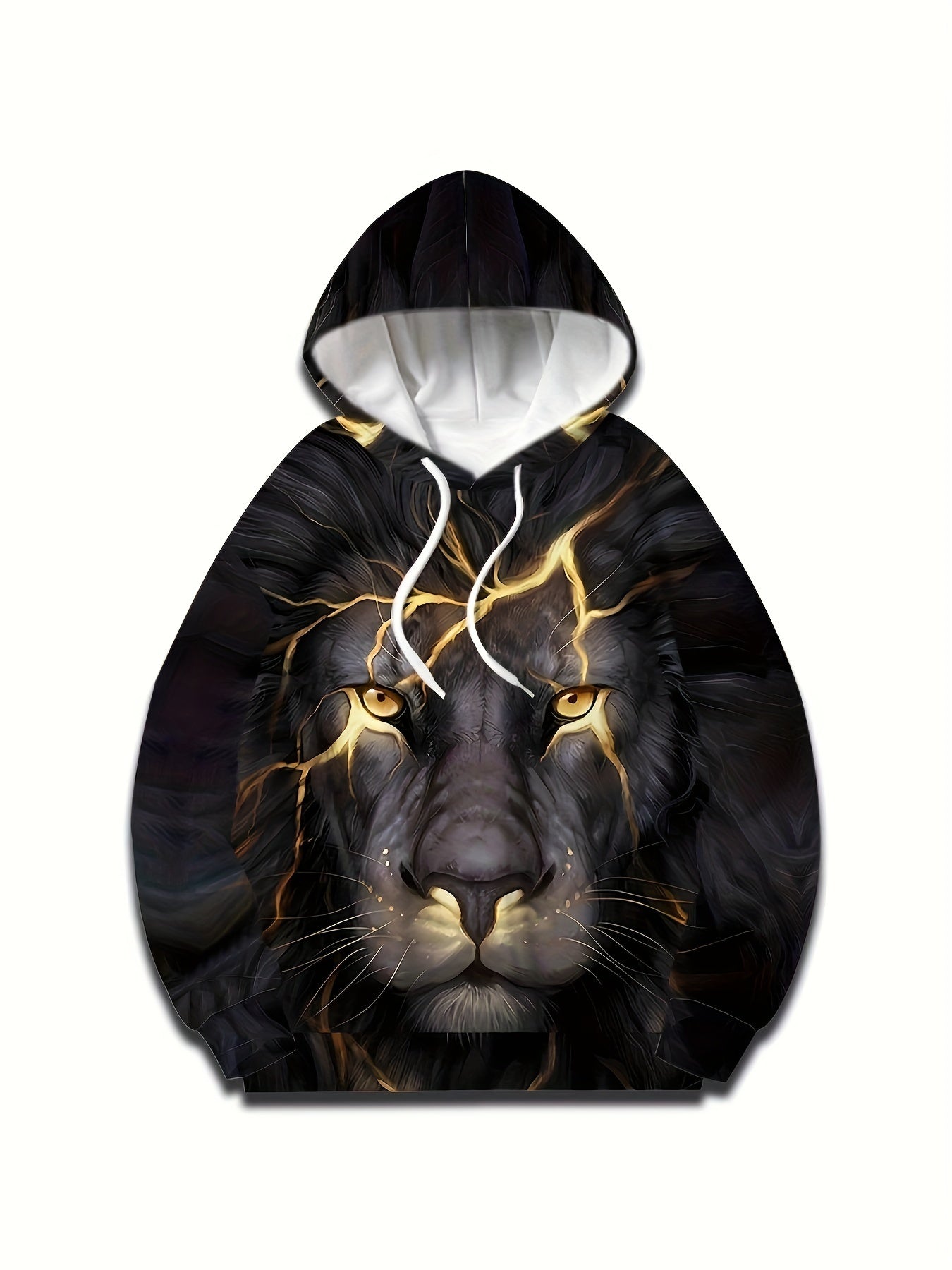 3D Print Lion Hoodie for Men Autumn Winter Graphic Pullover